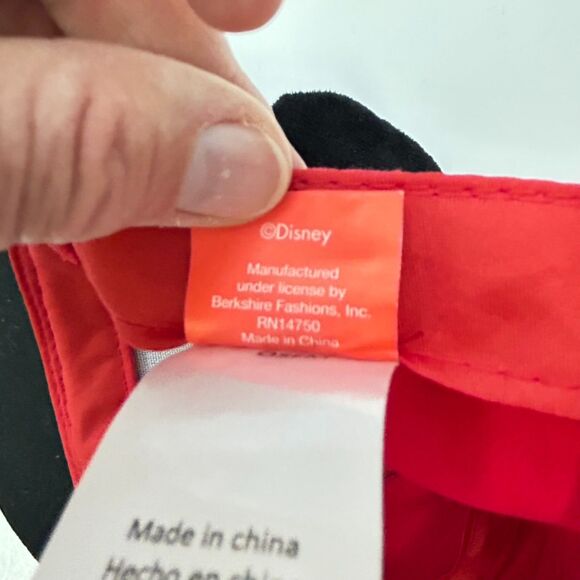 Disney Mickey Mouse Black Red Hands On Mouth Plush Ears Baseball Cap Youth - Picture 8 of 10